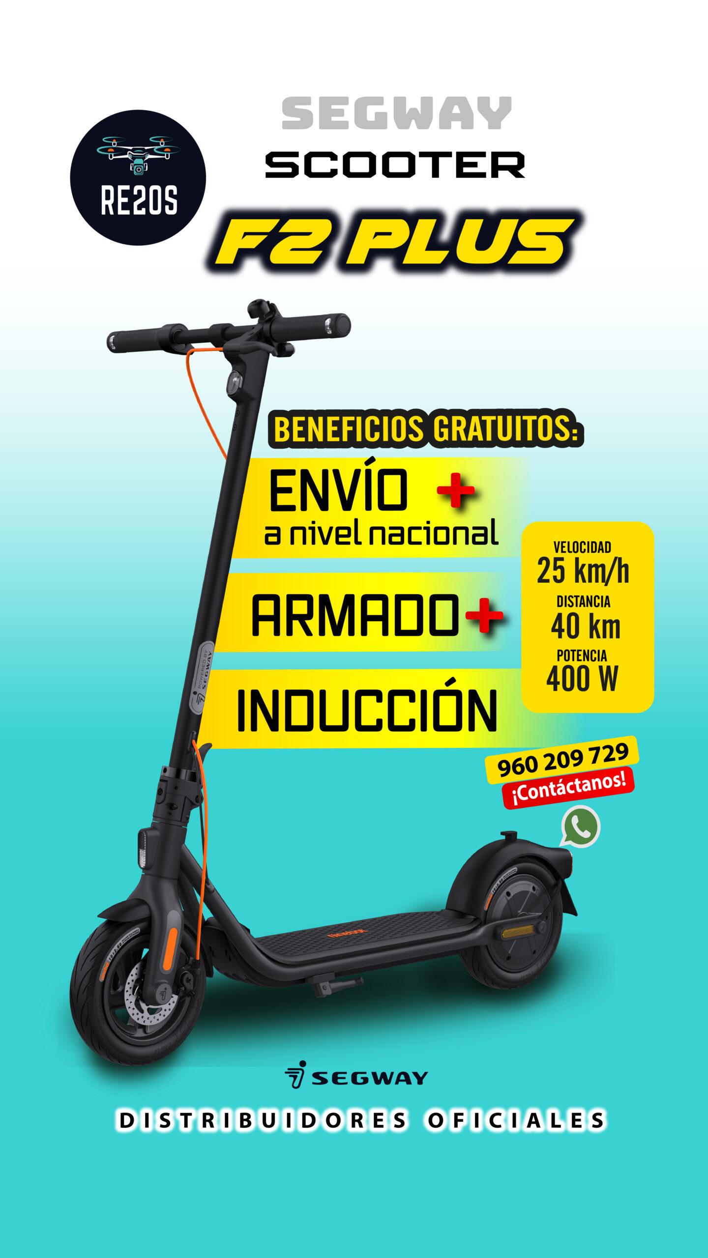 Ninebot F2 Plus | Scooter Eléctrico con Autonomía de 55 km y Estilo Urbano - Imagen 2